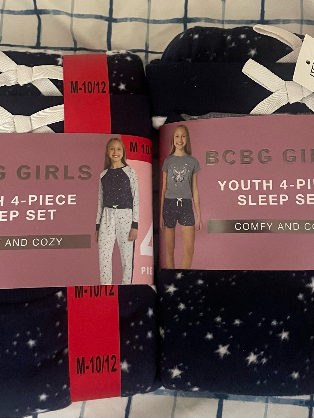 BCBGirls Navy and White Star Print 4-Piece Girls Pajama Set‎